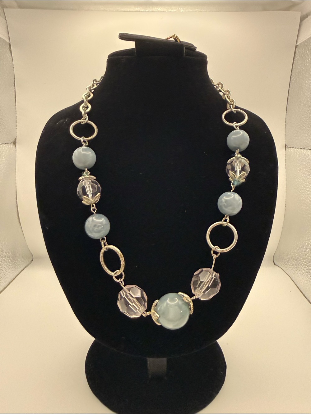 Pastel Blue Beaded Statement Necklace